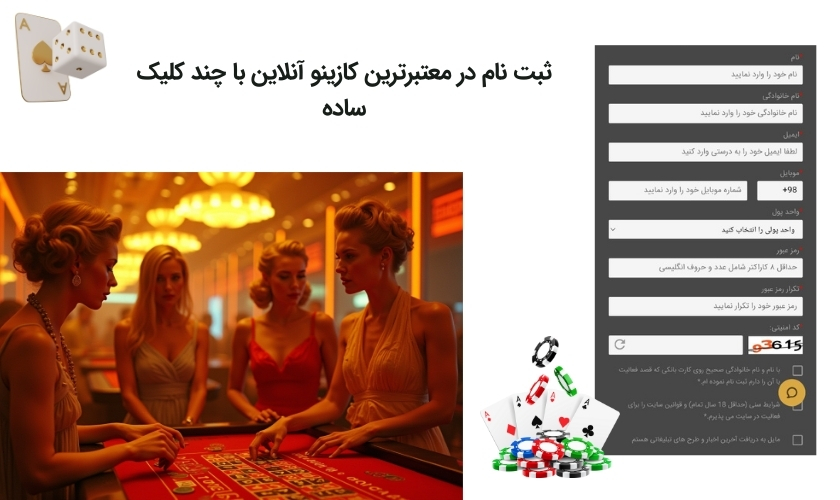 ایجاد حساب کاربری در کازینو آنلاین