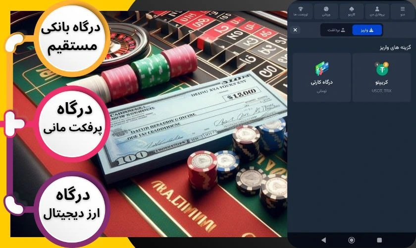 واریز و برداشت پول در سایت شرط بندی رولت