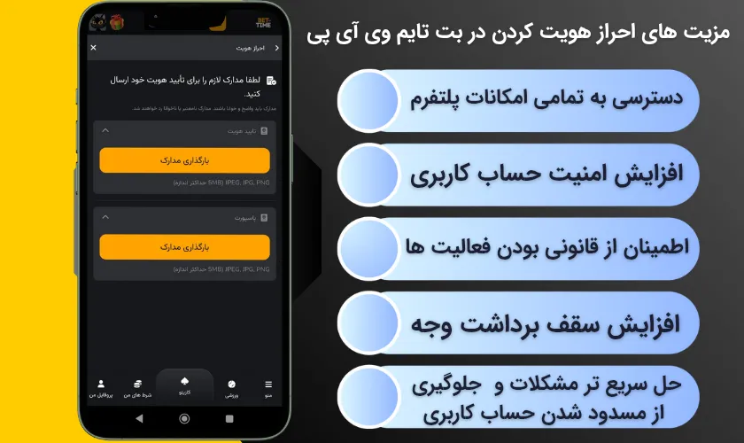 مزیت های احراز هویت کردن در بت تایم وی آی پی